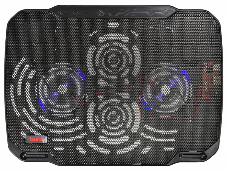 Подставка для ноутбука 15" BURO LCP156 (металл. сетка, 2*1800 об/мин, 23дБ, LED-подсветка) Black