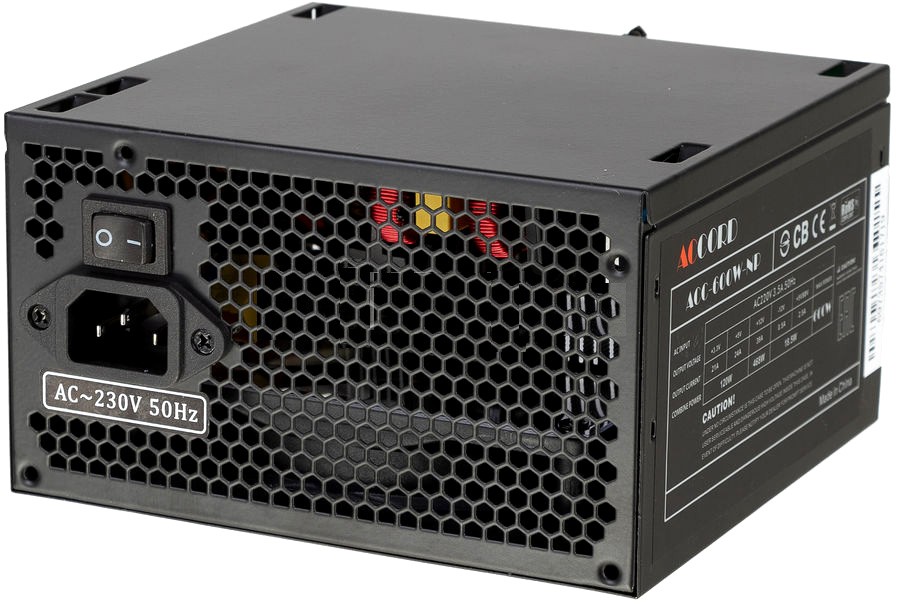 Блок питания 600W Accord ACC-600-NP (120mm, 24+8pin, 1*8pin, 4*Sata, 2*IDE, 1*FDD)