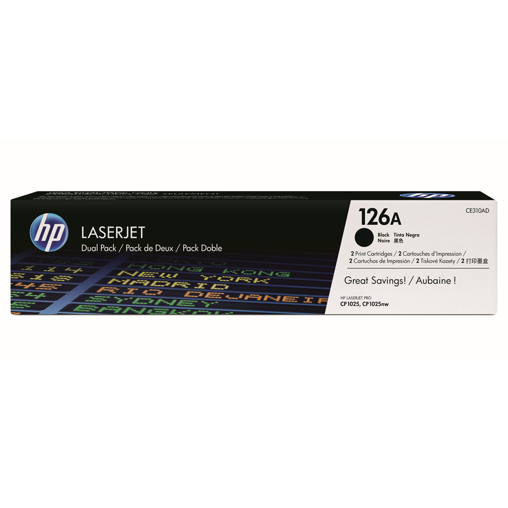 Картридж лазерный HP 126A (CE310AD) для HP CP1025/1025nw, 2шт в упаковке, 1300 стр. черный
