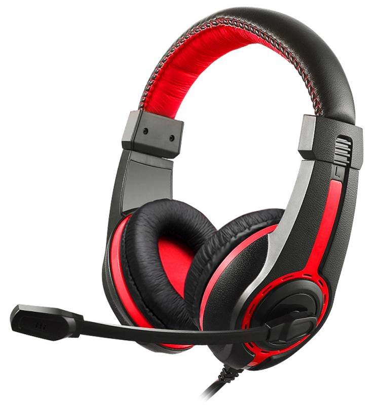 Наушники проводные Oklick HS-L200 (мониторные, 20-20 000 Гц, 105дБ, 2м) black-red