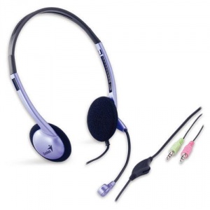 Наушники проводные Genius Headset HS-02B jack 3.5 мм синий