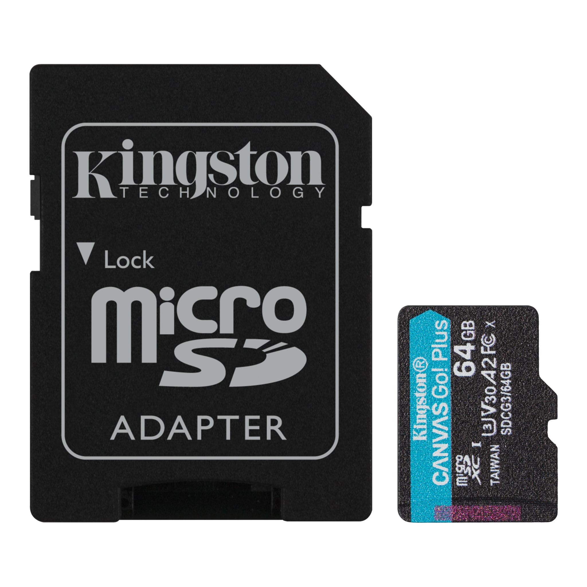 Карта памяти microSD 64Gb Kingston microSDXC Canvas Go! Plus Class 10, с SD адаптером
