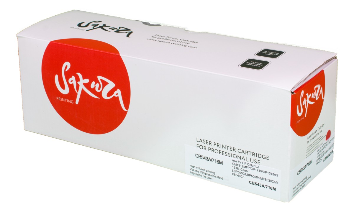 Картридж лазерный Sakura  SACB543A/716M (CB543A/716M) для HP, Canon, малиновый