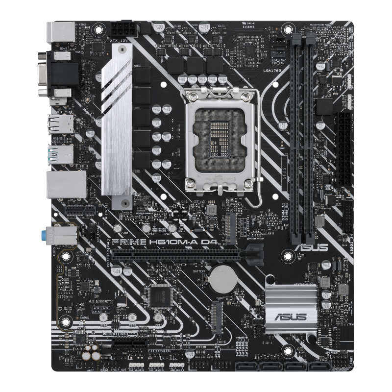 Материнская плата Socket-1700 ASUS PRIME H610M-A D4-CSM (H610) 2*DDR4 1*PCI-Ex16 1*PCI-Ex1 M.2 HDMI DP VGA mATX