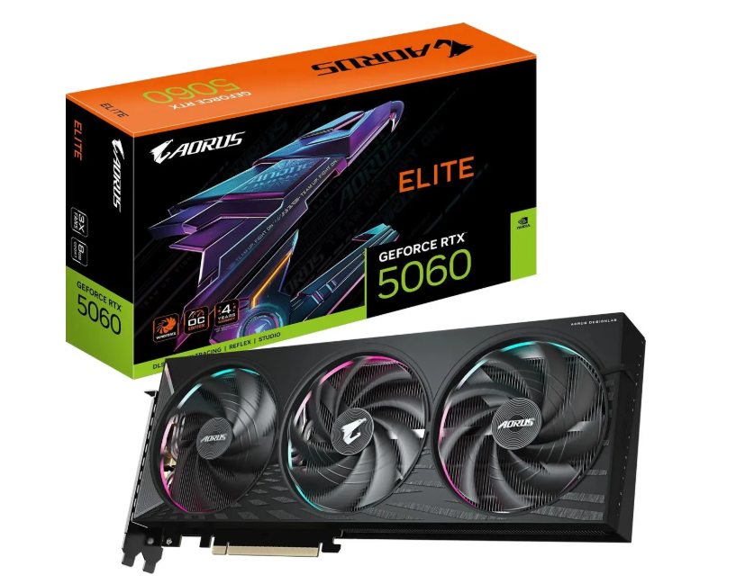 Видеокарта 8Gb Gigabyte GV-N5060AORUS E-8GD (RTX5060) GDDR7 HDMI DP