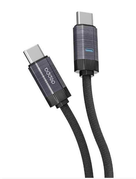 Кабель USB-C < - > USB-C, 1.2м, Deppa 100W, черный