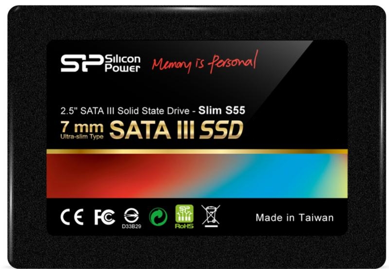Накопитель SSD SATA 120Gb Silicon Power Slim S55 (TLC, 550/420 Мбайт/сек)