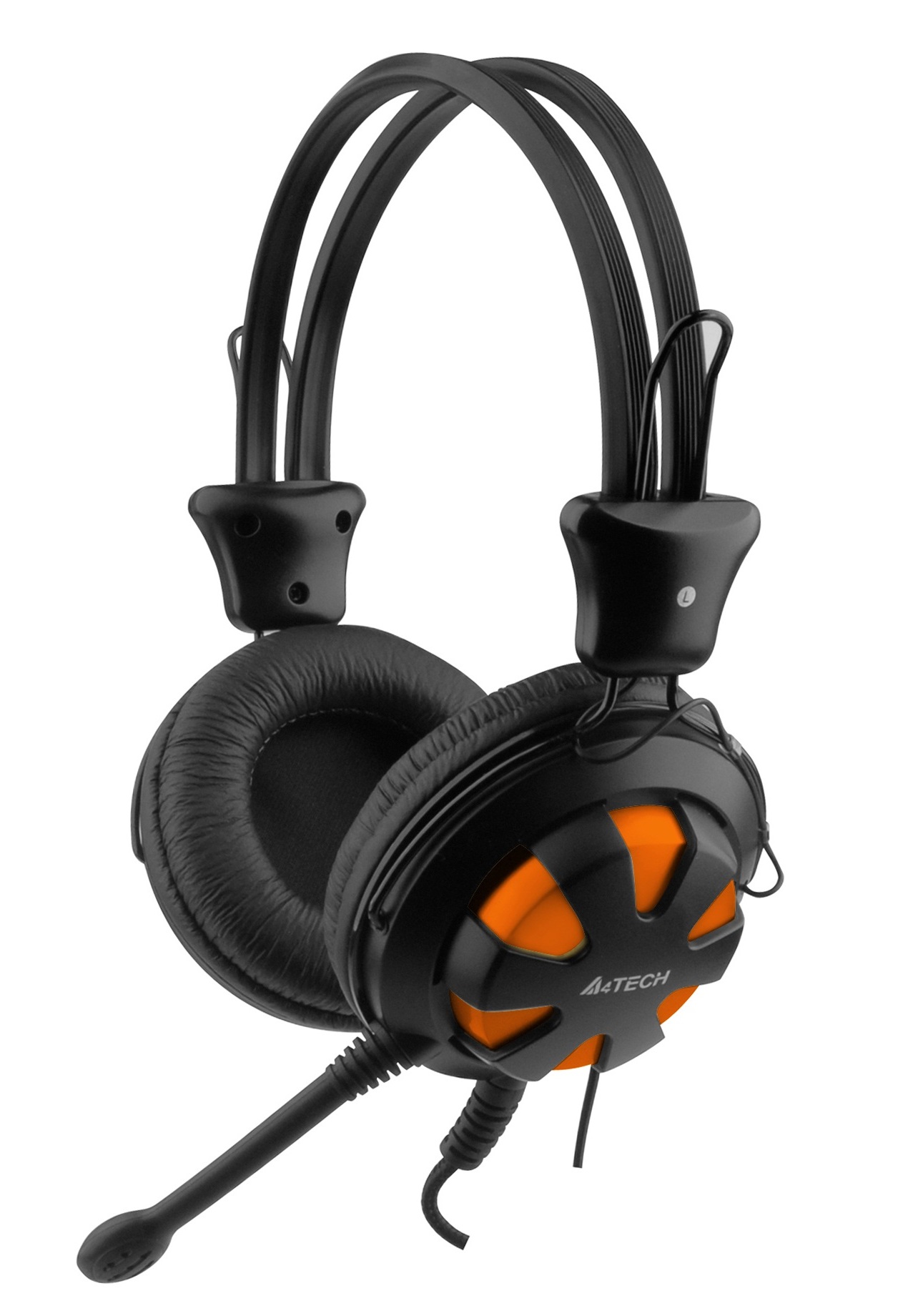 Наушники проводные A4Tech HS-28 (микрофон, 20 - 20 000 Гц, 105 дБ, 1.8м) черный-оранжевый