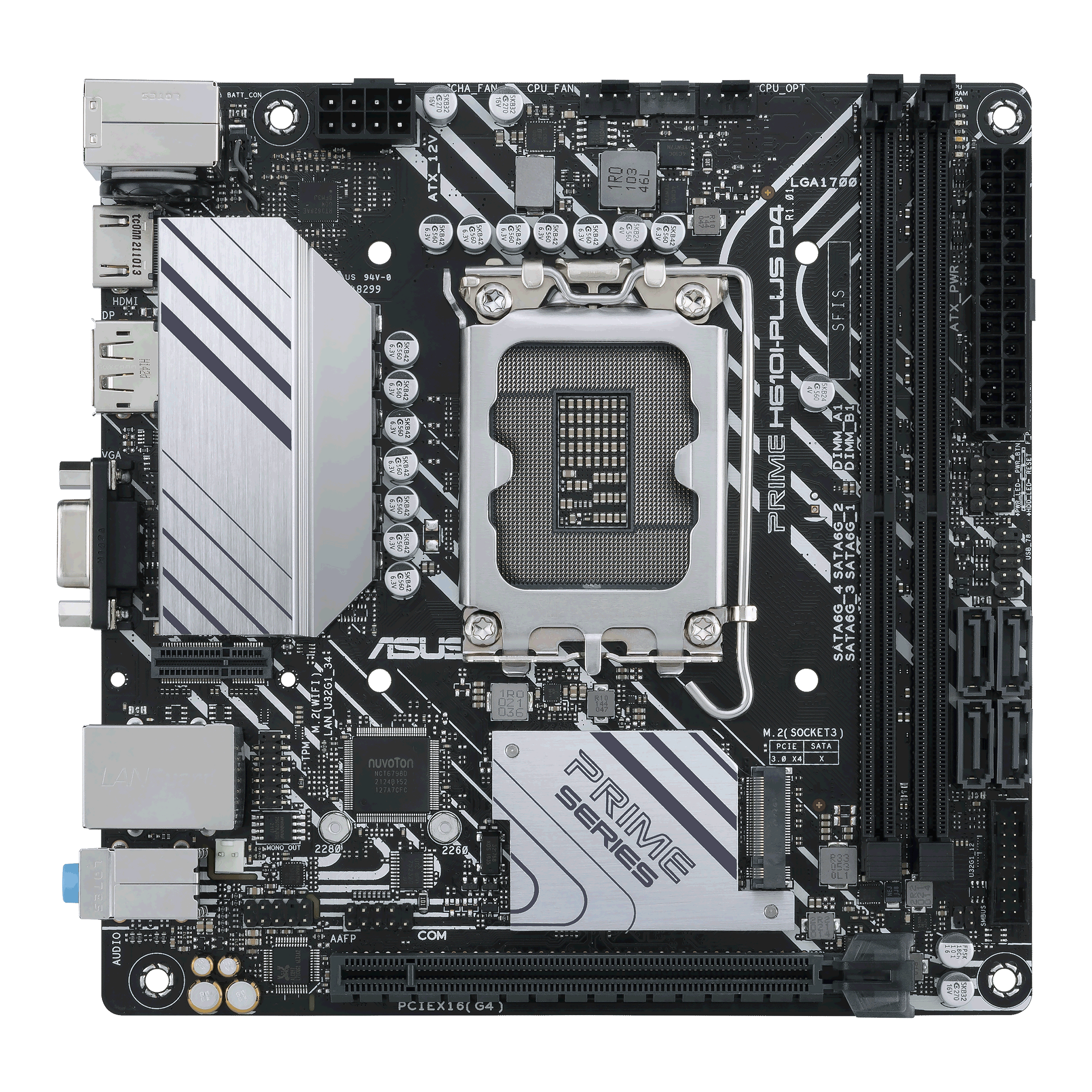 Материнская плата Socket-1700 ASUS PRIME H610I-PLUS D4-CSM (H610) 2*DDR4 1*PCI-Ex16 M.2 HDMI DP VGA mini-ITX