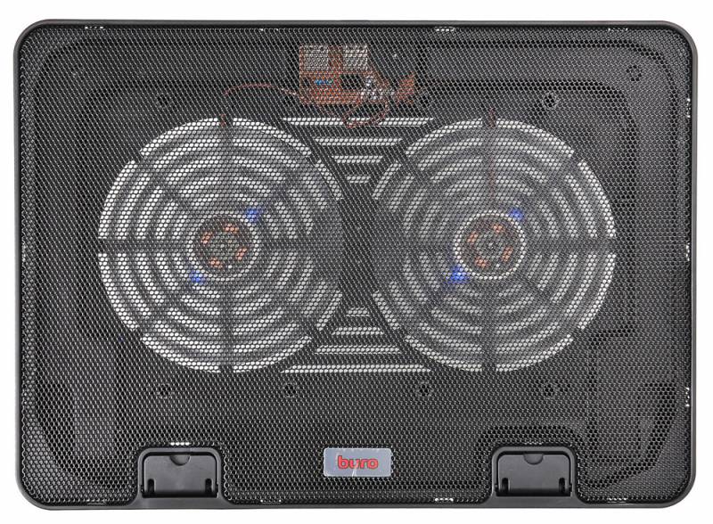 Подставка для ноутбука 15" BURO LCP156H (металл. сетка, 2*1400 об/мин, 21дБ, LED-подсветка) Black