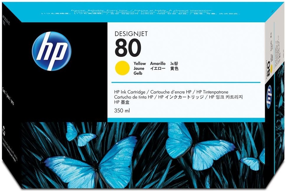 Картридж струйный HP 80 (C4848A) для HP DesignJet 1000/1050C/1055CM, желтый