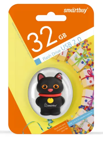 Флешка 32Gb SmartBuy Wild Series Котенок (черный)