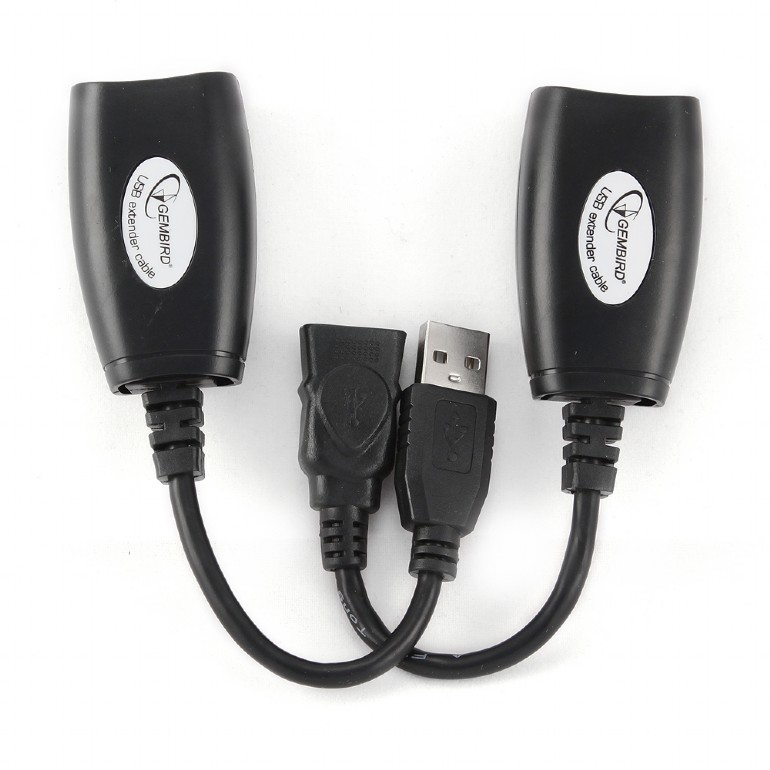 Удлинитель USB-A (m) + USB-A (f)  --  RJ45, Cablexpert UAE-30M