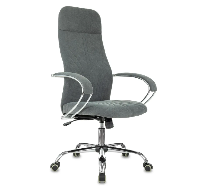 Кресло Бюрократ CH-610SL Fabric (ткань, мех. качания, крест. металл хром, до 120 кг) Темно-серый
