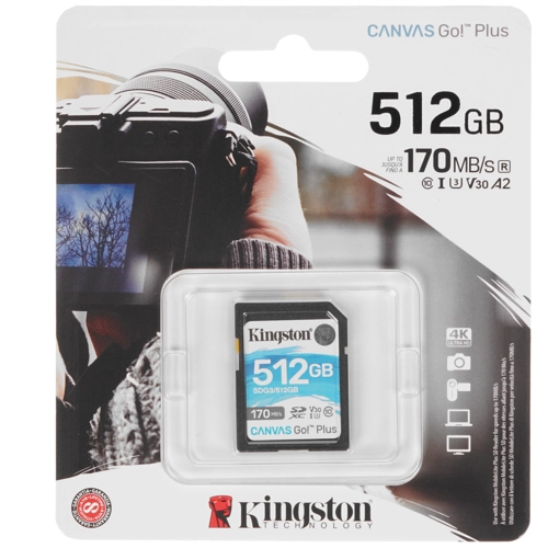 Карта памяти SD 512Gb Kingston SDXC, UHS-I Class U3 V30