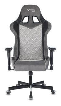 Кресло Zombie VIKING 7 KNIGHT Fabric (текстиль/эко.кожа, мех. качания, крест. металл, до 120 кг) Серый