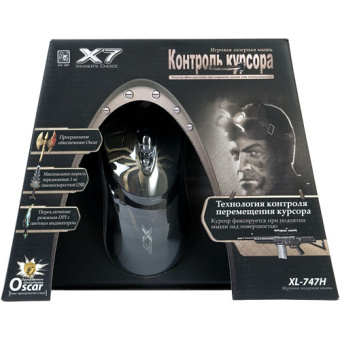 Мышь проводная A4Tech XL-747H 3600dpi Black-Brown