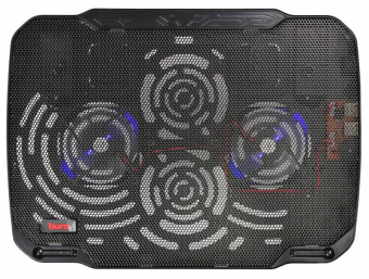Подставка для ноутбука 15" BURO LCP156 (металл. сетка, 2*1800 об/мин, 23дБ, LED-подсветка) Black