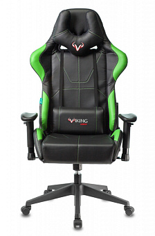 Кресло Zombie VIKING 5 AERO (эко.кожа, мех. качания, крест. пластик, до 120 кг) Черно-зеленый