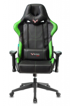 Кресло Zombie VIKING 5 AERO (эко.кожа, мех. качания, крест. пластик, до 120 кг) Черно-зеленый