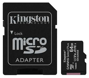 Карта памяти microSD 64Gb Kingston microSDXC Class 10 UHS, с SD адаптером