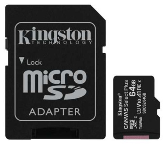 Карта памяти microSD 64Gb Kingston microSDXC Class 10 UHS, с SD адаптером