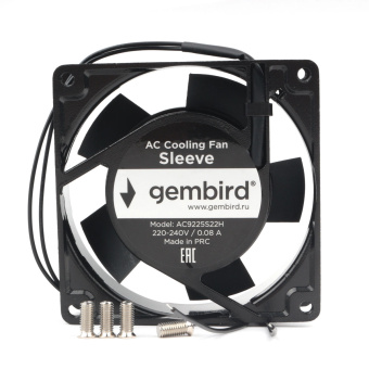Вентилятор для корпуса 92mm Gembird AC9225S22H (2-pin, 92x92x25мм, AC, 220 B, втулка, провод 30 см)
