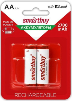 Аккумулятор AA, 1.2V, 2700mAh, 2шт, Smartbuy BL2
