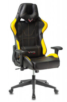 Кресло Zombie VIKING 5 AERO (эко.кожа, мех. качания, крест. пластик, до 120 кг) Черно-желтый