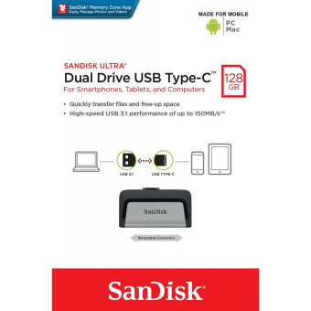 Флешка 128Gb SanDisk Ultra Dual  USB3.0 to Type-C