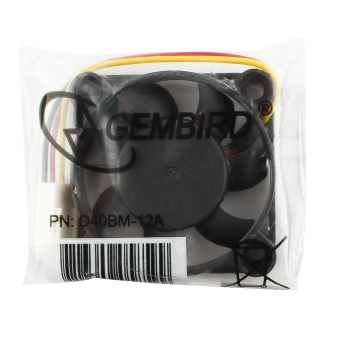 Вентилятор для корпуса 40mm Gembird D40BM-12A (3pin, 40x40x10мм, 30дБ, 4000об/мин, подшипник)