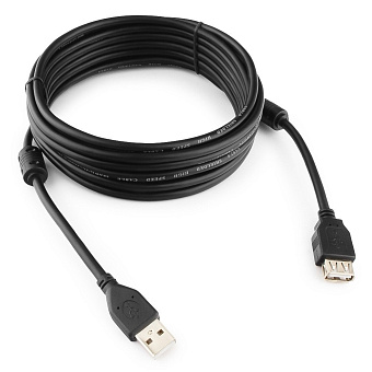 Кабель USB2.0 Am < - > Af удлинительный  1.8м, Cablexpert, экран, 2 феррит.кольца, черный