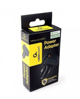 Автомобильное зарядное устройство Cablexpert (1*USB-A, 1*USB-C, QC 3.0, до 2*18 Вт)