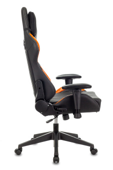 Кресло Zombie VIKING 5 AERO (эко.кожа, мех. качания, крест. пластик, до 120 кг) Черно-оранжевый
