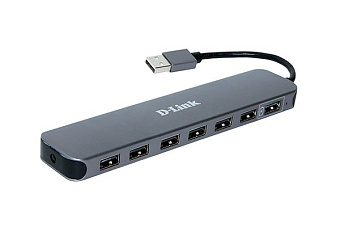 Концентратор USB-A - 7-port USB2.0, D-Link DUB-H7, блок питания 12B, черный