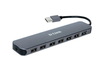 Концентратор USB-A - 7-port USB2.0, D-Link DUB-H7, блок питания 12B, черный