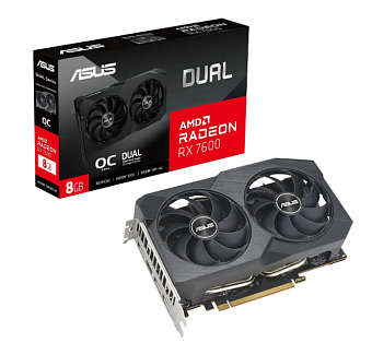 Видеокарта 8Gb ASUS DUAL-RX7600-O8G-V2 (RX7600) GDDR6 128bit HDMI DP