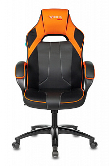 Кресло Zombie VIKING 2 AERO (текстиль/эко.кожа, мех. качания, крест. пластик, до 120 кг) Черно-оранжевый