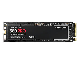 Накопитель SSD M.2 250Gb Samsung 980 PRO (PCI-E 4.0 x4, 6400/2700 Мбайт/сек)