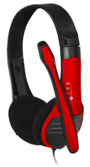 Наушники проводные Oklick HS-M150 (микрофон, накладные, 20-20 000 Гц, 105 дБ, 2 м) Black-Red