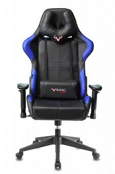 Кресло Zombie VIKING 5 AERO (эко.кожа, мех. качания, крест. пластик, до 120 кг) Черно-синий