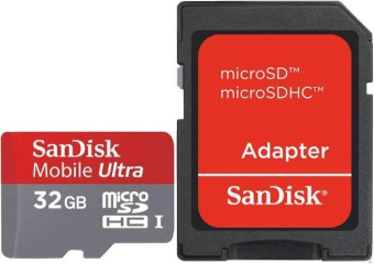 Карта памяти microSD 32Gb SanDiSk Ultra microSDHC CLASS 10 + SD адаптер
