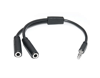 Кабель аудио-видео 3.5 Jack-M < - > 2x3.5 Jack-F 0.1м, Defender, черный