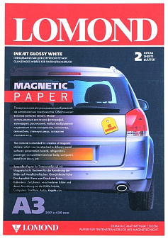 Бумага Lomond [A3] магнитный слой, белая глянцевая, 2л