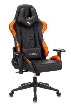 Кресло Zombie VIKING 5 AERO (эко.кожа, мех. качания, крест. пластик, до 120 кг) Черно-оранжевый