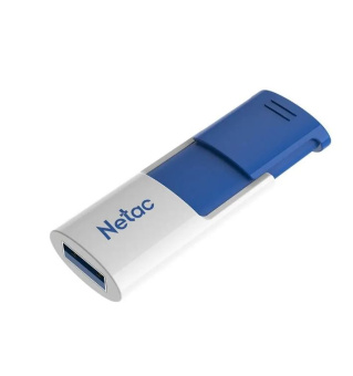 Флешка 512Gb Netac U182 USB3.0 сдвижной корпус, пластиковая бело-синяя