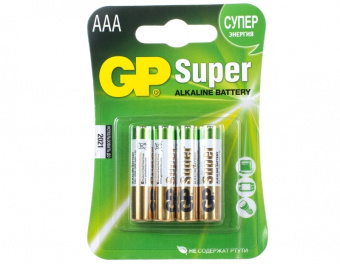 Элемент питания AAA, 1.5V,  4шт, GP Super Alkaline 24A LR03