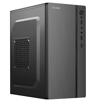 Корпус Ginzzu B200, 2xUSB2.0, 1xUSB 3.0, без вентиляторов, без БП, mATX, черный