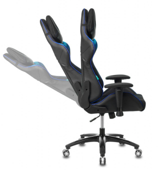 Кресло Zombie VIKING 4 AERO (текстиль/эко.кожа, мех. качания, крест. пластик, до 120 кг) Черно-Синий