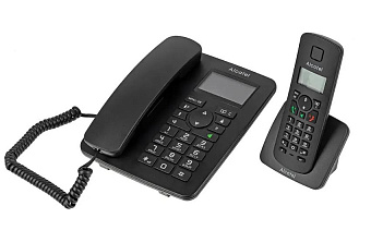 Радиотелефон Alcatel M350 Combo RU (проводной телефон и беспроводная трубка) черный